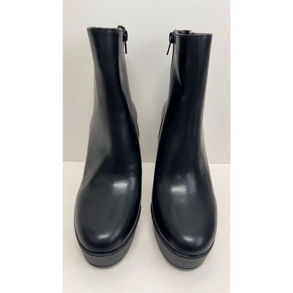 Alfani Boots Size 8.5 Black Almond Toe Faux Leather High Heel Side Zip NEW - Picture 4 of 10